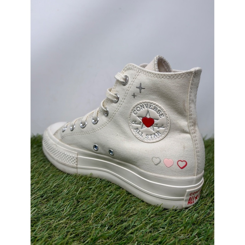 Converse Chuck Taylor All Star Platform High Top Shoes Women's 7 White Y2K Heart - Picture 6 of 8